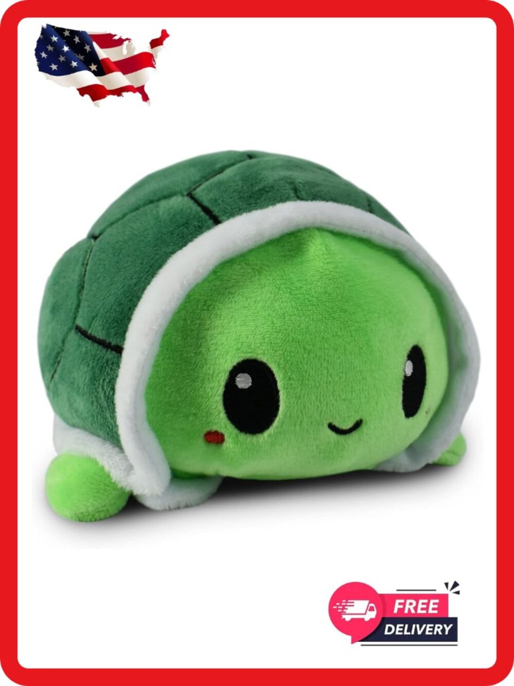 TeeTurtle Reversible Turtle Plush Green 4 Inch Mood Flip Stuffed Animal Toy